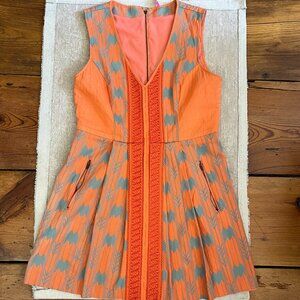 Plenty by Tracy Reese Petites Orange & Blue Tribal Print Dress
